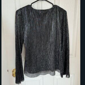 NWOT Shine Pleated Long-Sleeve Top (in DEEP BLACK)